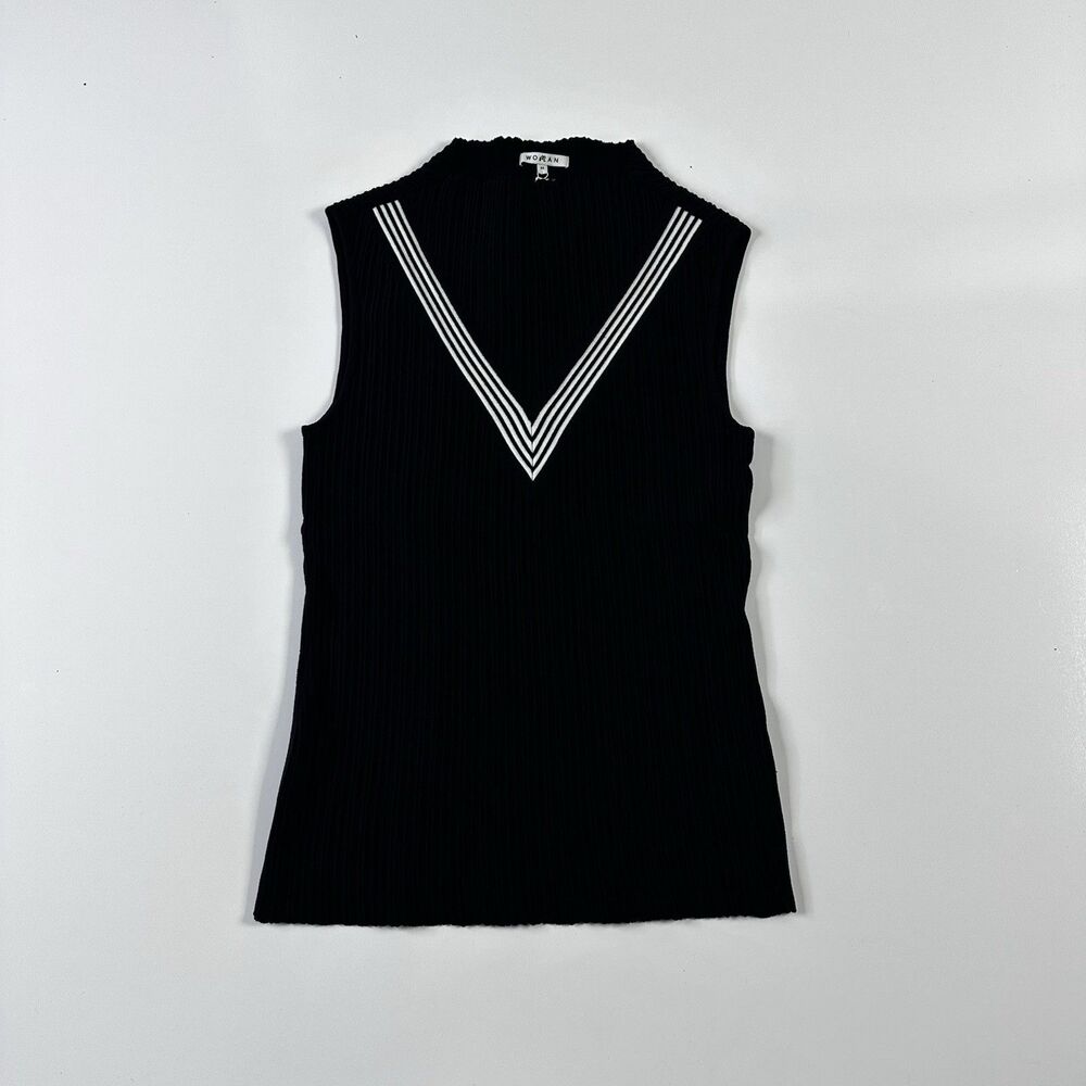 NEW Malbon Woman's Ace Sleevless Mockneck Shirt Black Size Medium